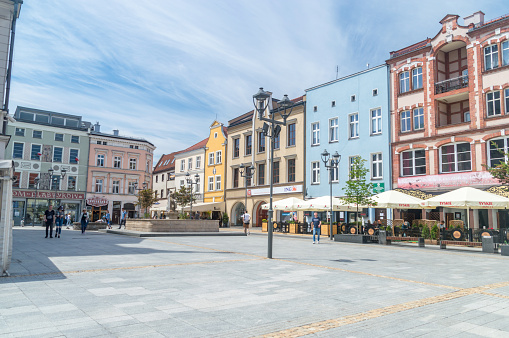 Gliwice, Poland - June 4, 2021: Market square in Gliwice.