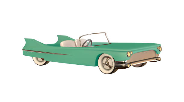 istock Retro car convertible realistic. Luxury vintage car 3d object isolated on white background. Vector illustration 1335844941