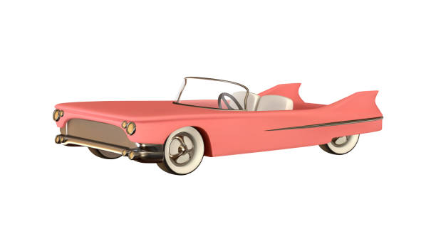 retro auto cabrio realistisch. luxus-oldtimer-3d-objekt isoliert auf weißem hintergrund. vektor-illustration - road trip collectors car sports car convertible stock-grafiken, -clipart, -cartoons und -symbole