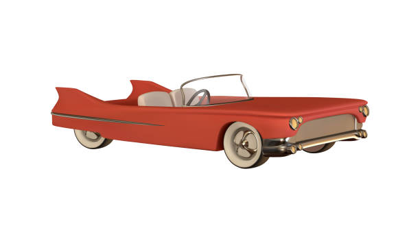 retro auto cabrio realistisch. luxus-oldtimer-3d-objekt isoliert auf weißem hintergrund. vektor-illustration - road trip collectors car sports car convertible stock-grafiken, -clipart, -cartoons und -symbole