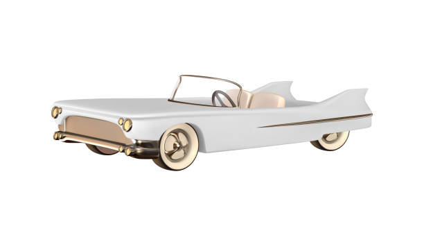 istock Retro car convertible realistic. Luxury vintage car 3d object isolated on white background. Vector illustration 1335844960