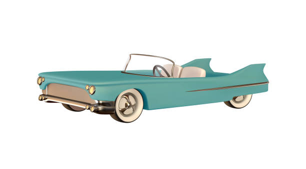 retro auto cabrio realistisch. luxus-oldtimer-3d-objekt isoliert auf weißem hintergrund. vektor-illustration - road trip collectors car sports car convertible stock-grafiken, -clipart, -cartoons und -symbole