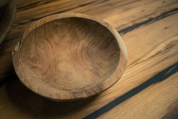 Wooden bowls on a wooden table