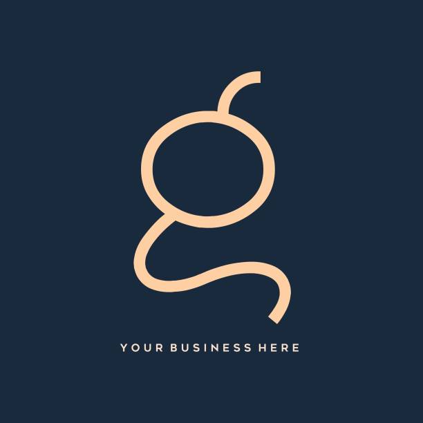 Letter g logo. Alphabet initial. Lettering sign isolated on dark background. Typographic symbol. Modern, design, web, geometric, decorative style lowercase character. Flat color graphic. the letter g stock illustrations