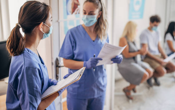 istock Busy day at vaccination center 1335852125