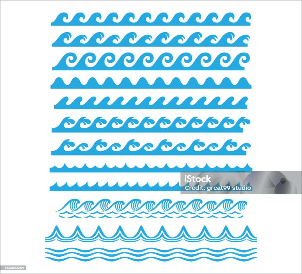 Ocean Receding Line Pattern Rolling Ocean Sea Wave Stream Line Seamless Pattern Vector Graphic ...