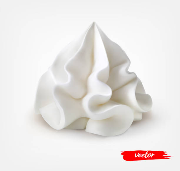 istock Whipped Cream isolated on white background. 3d realistic vector illustration of sour cream. 1335853272