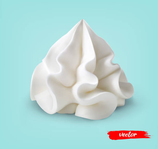 istock Whipped Cream isolated on blue background. 3d realistic vector illustration of sour cream. 1335853437