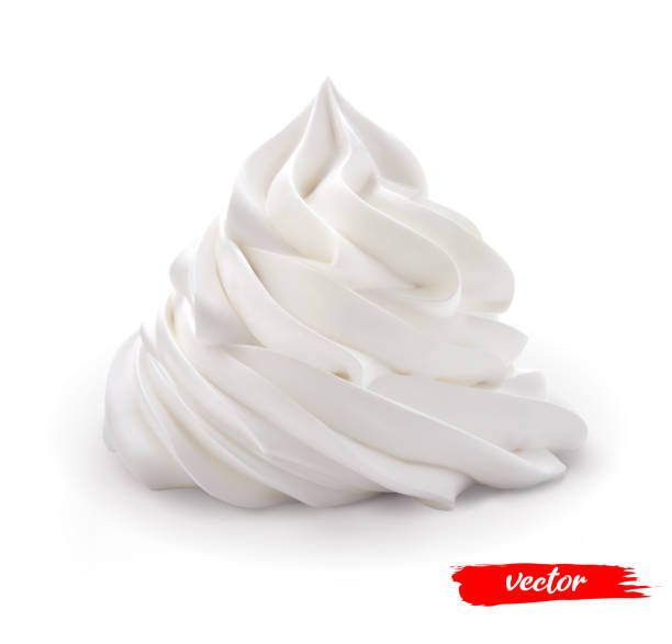 istock Whipped Cream swirl isolated on white background. 3d realistic vector illustration of whipped cream. 1335853677