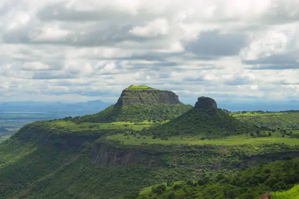 Photo of Satmala Range, Sahyadri Mountains from Dhodap fort, Nashik, Maharashtra, India.