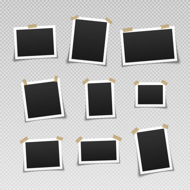 istock Photo frames with adhesive tape. Vintage empty photos frame with adhesive tapes. 1335855963