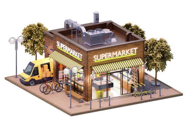 インテリアスーパーマーケットや食料品店の建物 - store opening ストックフォトと画像