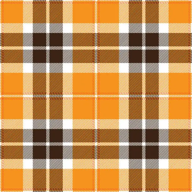 Vector illustration of Orange And Brown Scottish Tartan Plaid Pattern Fabric Swatch