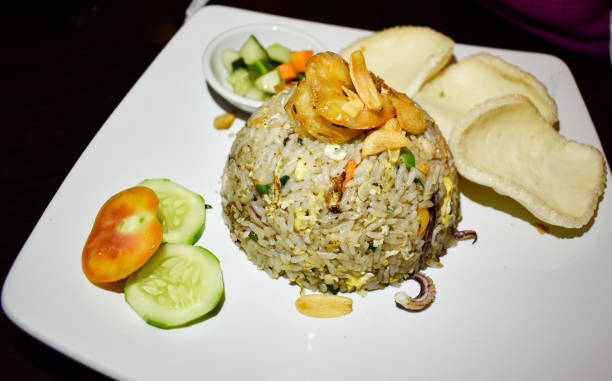 istock Delicious seafood fried rice with crackers 1335861526