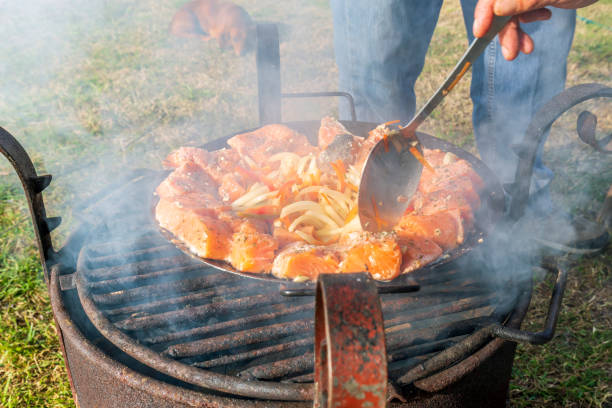 istock Grilled salmon with onion and capsicum 1335862999