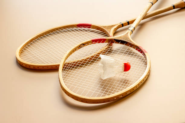istock Two badminton rackets and shuttlecock close up 1335865324