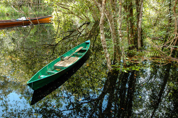 Boat parked at Lake Laut Tawar, Takengon, Aceh