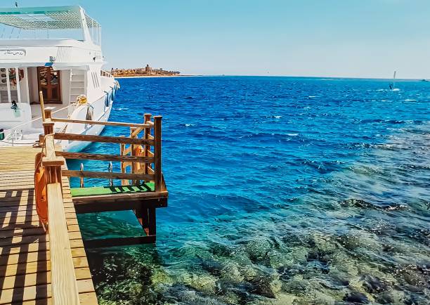 Jetty with entry for snorkeling over the coral reef