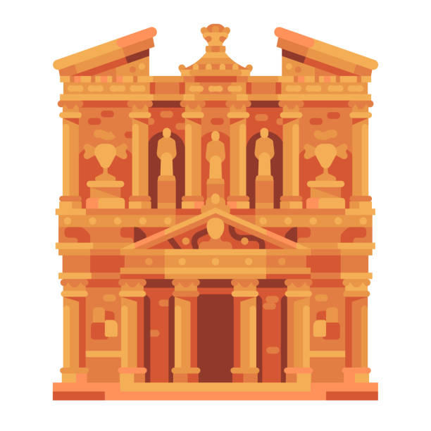 petra temple jordan landmark ikona - petra stock illustrations