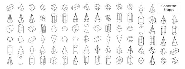 기하학적 모양의 큰 3d 세트. - cuboid stock illustrations