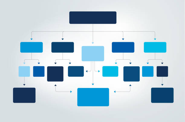 ilustraciones, imágenes clip art, dibujos animados e iconos de stock de diagrama de flujo de infografía. esquema de sombras de colores. - flujograma