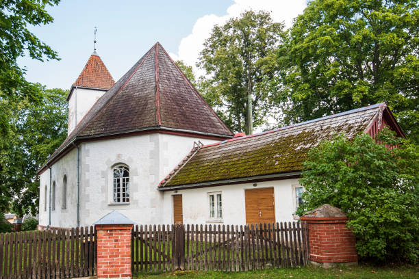 istock Valdemarpils lutheran church in summer day, Latvia 1335876842