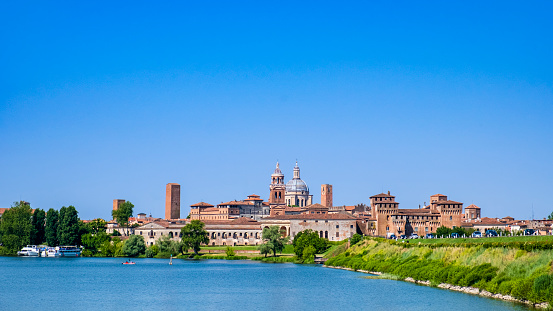 Panoramic view of the architectural profile of Mantua, a city declared a Unesco World Heritage Site in 2008