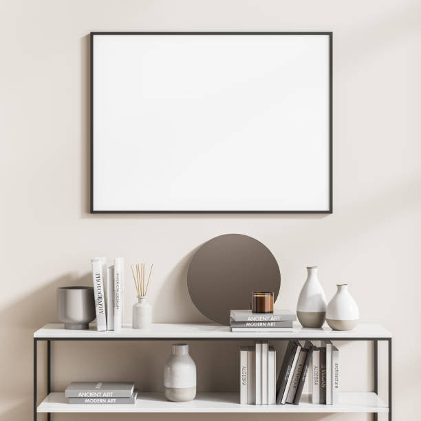 istock Wide poster with shelf, beige 1335881041