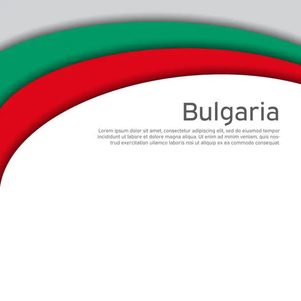 Vector illustration of Abstract waving bulgaria flag. Paper cut style. Creative background for design of patriotic holiday card. Bulgaria national poster. State bulgarian patriotic cover, flyer. Vector tricolor design
