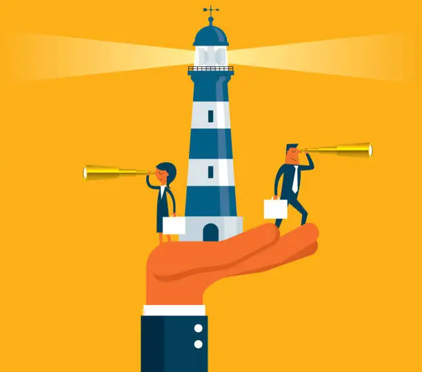 Vector illustration of Lighthouse - business team