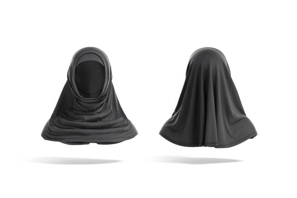 istock Blank black female al-amira mockup, front and back view 1335884813