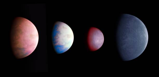 istock Alien planetary system. Collection of terrestrial exoplanets. 1335884926