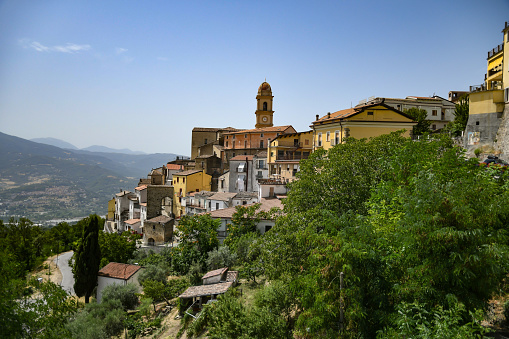 Panoramic view of the village of Chiaromente, in the mountains of the province of Potenza.