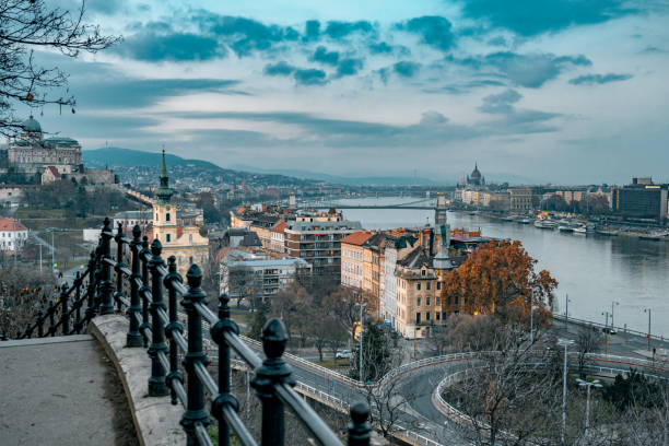 Beautiful view of Budapest from the Gellert hill. This is a part of the Unesco World Heritage Site