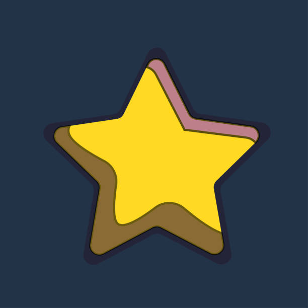 istock Beautiful star shaped retro empty marquee and yellow placeholder. Old american style blank roadsign. Glowing eye-catching bright sign in the dark blue night sky. 1335887414
