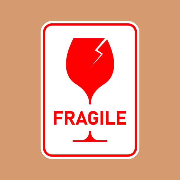 istock Fragile package icons set, handle with care logistics and delivery shipping labels. Fragile box, keep dry umbrella, cargo warning vector signs 1335888318