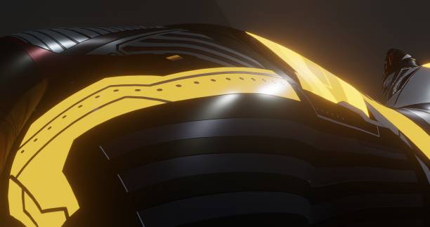 3d rendering of a scientific robotic pattern in a dark black background