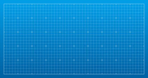 Blank architectural blueprint grid background. Empty lined template for technical, industrial drawing. Architecture concept illustration. Blue lined backdrop paper for engineering design. Vector Blank architectural blueprint grid background. Empty lined template for technical, industrial drawing. Architecture concept illustration. Blue lined backdrop paper for engineering design. Vector blueprint borders stock illustrations