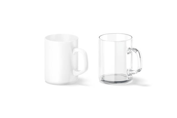 istock Blank ceramic and glass 8 oz mug with square handle mockup 1335894303