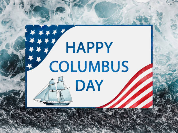 Happy Columbus Day. Beautiful greeting card. Close-up