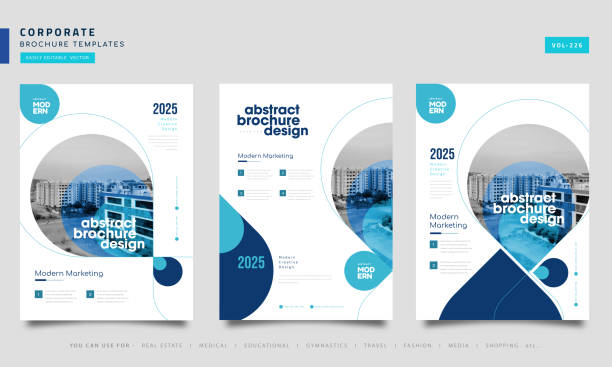 Set of Annual report or business flyer template design Set of Corporate brochure design banner templates stock illustrations