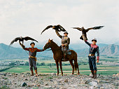 istock Eagle hunter on horse in steppe in Kyrgyzstan 1335896708