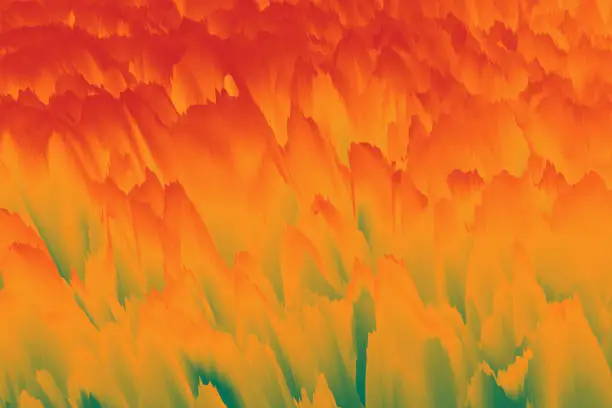 Photo of Autumn Flower Petals Peony Chrysanthemum Abstract Texture Colorful Ombre Floral Pattern  Flamenco French Marigold Aster Day Of The Dead Diwali Holiday Red Orange Green Background Full Frame Watercolor Oil Paint Effect Distorted Blurred Macro Photography