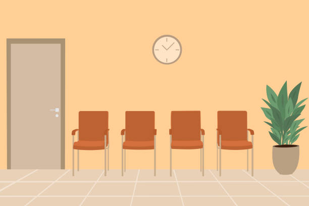 Waiting Room With Chairs In Hospital Or In Office vector art illustration