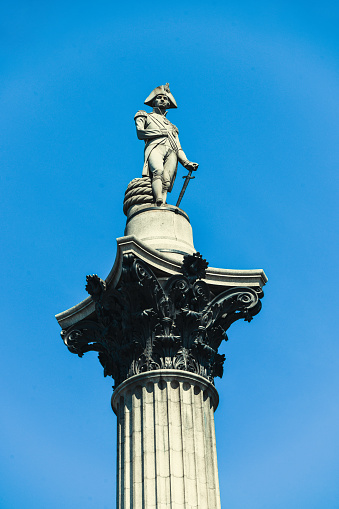 Low Angle View Of Famous Nelson's Column In London, UK