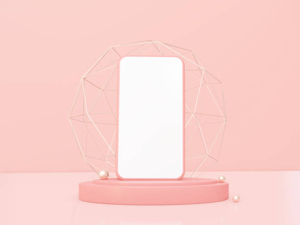 istock A luxury phone on the podium with gold decor elements. On a light coral background. 3d rendering 1335899720