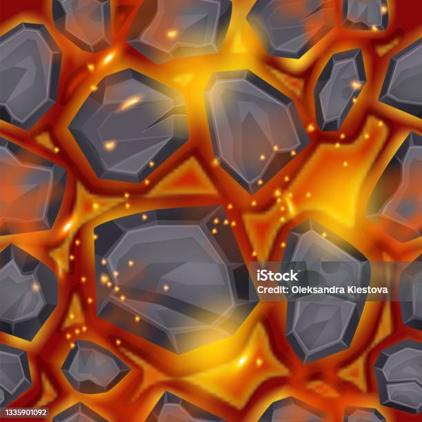 Lava Rock Pattern Vector Lava Stone Seamless Pattern Vector Magma Rock Volcano Background Hot ...