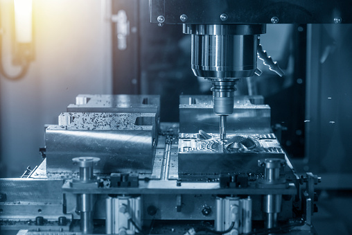 The Cnc Milling Machine Rough Cutting The Injection Mold Parts By Indexable  Endmill Tools Stock Photo - Download Image Now - iStock
