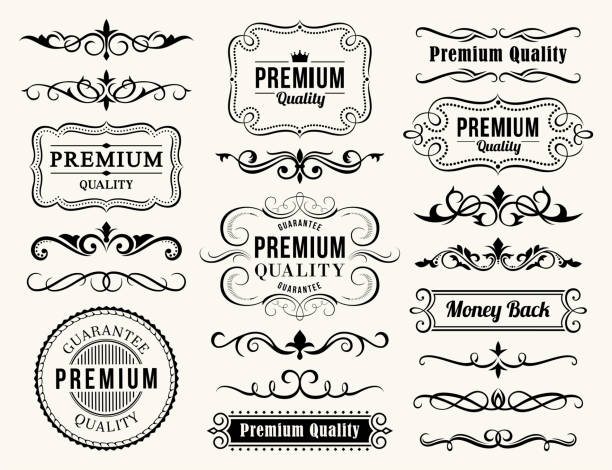 Decorative Ornate Elements and Badges Vector illustration of the decorative ornate elements ornamental garden stock illustrations