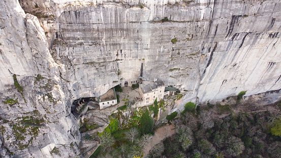 The Sainte-Baume, mountain ridge spreading between the départements of Bouches-du-Rhône and Var in southern France. Drone view